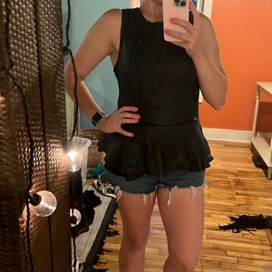 Super fun pleather péplum top! Rarely worn